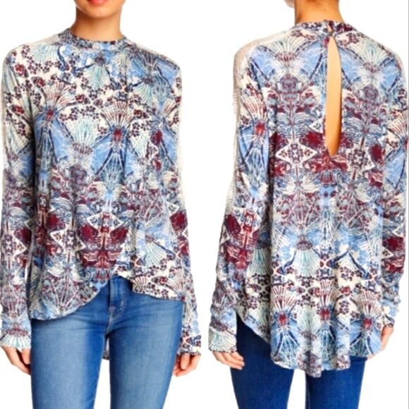 EC FREE PEOPLE NOUVEAU TULIP FRONT BOHO TOP SZ. L - Picture 2 of 8